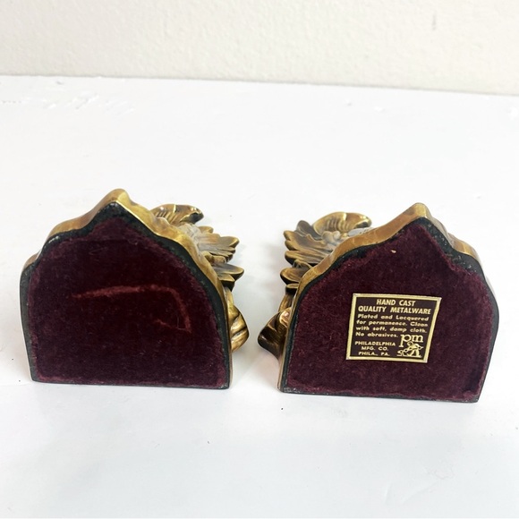 Vintage Hand Cast Bronze Philadelphia Mfg. Co Bookends Art Nouveau Botanical - Picture 7 of 8